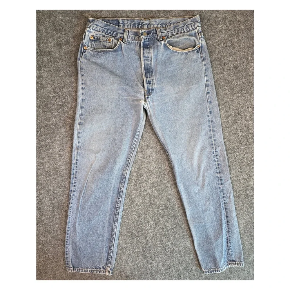 Vintage 90s Levis 501xx Jeans Mens 38x34 Light Wash Blue Denim Made in USA